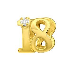 14k Gold Number 18 Charm Bead - 18th Birthday Celebration